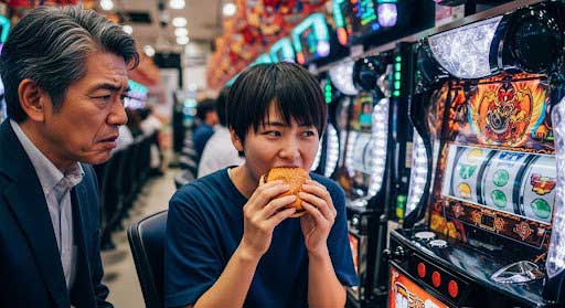 パチンコ_打ちながら食事