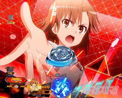 RUSH中予告アクション　美琴ボタン予告　ｅとある科学の超電磁砲 PHASE NEXT