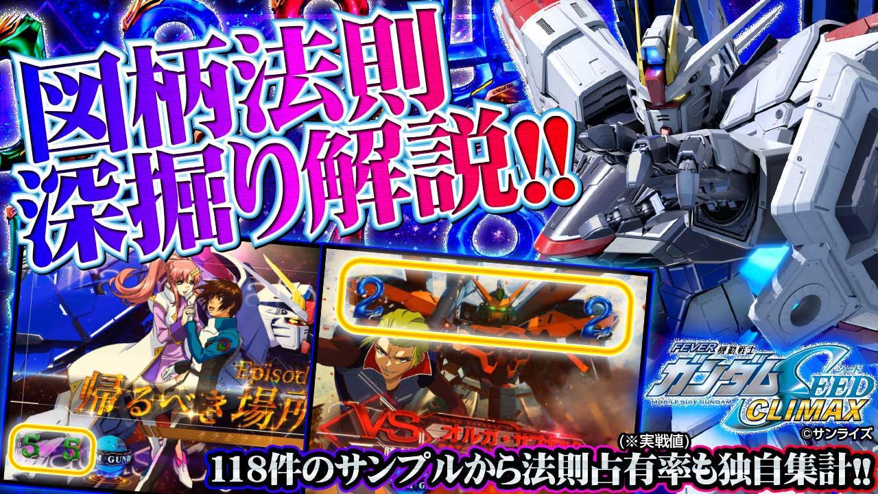 【eフィーバー機動戦士ガンダムSEED クライマックス】2図柄テンパイで期待度5倍!? 図柄法則＆実戦上の占有率を徹底分析！