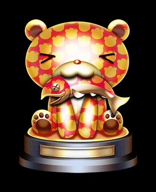 くまトロフィー 熊柄